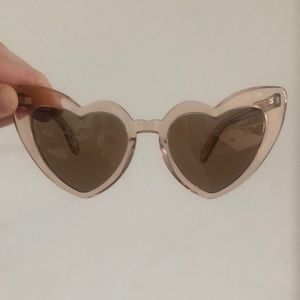 Saint Laurent light pink lucite heart sunglasses